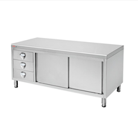 Edelstahl Restaurant Küche Hot Dish Warmer Tischs chrank Food Prep Work Tischplatte Wärme schrank mit Schiebetüren