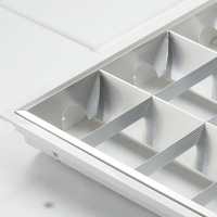 Ensemble complet de luminaires à grille LED OEM 4x9w 4x18w avec supports G13 encastrés, grille à persiennes, luminaire fluorescent T8