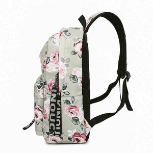 Mochila con estampado de flores de estilo étnico para mujer, mochila escolar impermeable de nailon de gran capacidad para adolescentes y estudiantes - Product Image 5