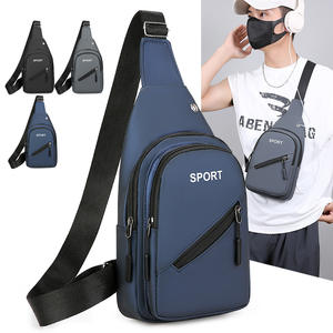 Sac de poitrine pour homme Y701, couleur unie, imperméable, sac bandoulière, sport, extérieur, décontracté, bleu foncé, gris, noir - Product Image 2