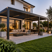 Pergola bioclimatique motorisée moderne de luxe en aluminium à lames orientables 3x4m (10x13ft) pour jardin et terrasse extérieurs