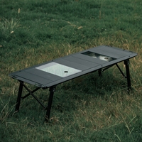 Table de camping pliable et portable, légère, en alliage d'aluminium, réglable en hauteur, mobilier de camping en métal