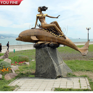 YOUFINE Escultura <span class=keywords><strong>de</strong></span> Sirena <span class=keywords><strong>de</strong></span> Bronce con Tres Delfines, Estatua <span class=keywords><strong>de</strong></span> Ninfas Marinas Fundida a Mano <span class=keywords><strong>de</strong></span> Tamaño Real para Decoración <span class=keywords><strong>de</strong></span> Jardín y Piscina - Product Image 3