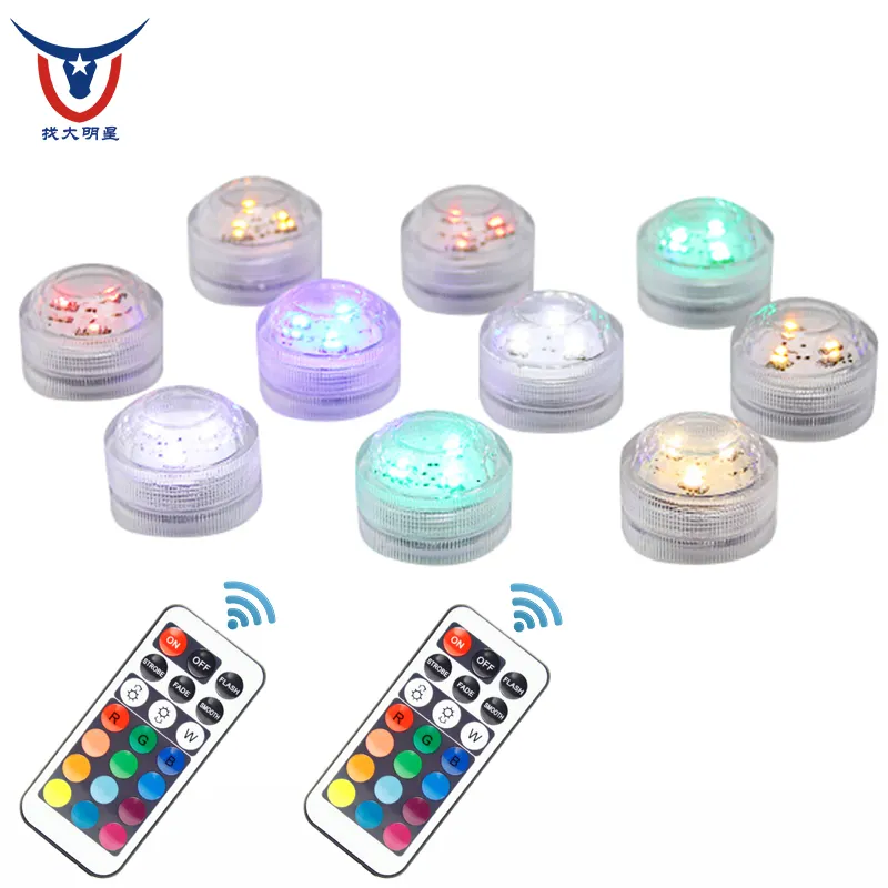 3 Leds Rgb Ip68 À Prova D' Água Piscina Bateria Luz Com Controle Remoto Para Vaso Pond Aquarium Submersível Luz