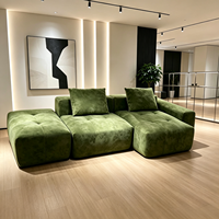 Ensemble de canapé modulaire en chenille moderne Tenghang en forme de L avec ottoman, design pixel compressé sous vide, meubles de salon vert