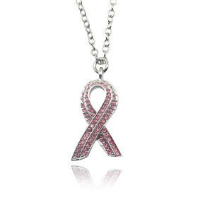 Collar con colgante <span class=keywords><strong>de</strong></span> diamantes <span class=keywords><strong>de</strong></span> imitación <span class=keywords><strong>de</strong></span> cinta rosa a <span class=keywords><strong>la</strong></span> moda, collar <span class=keywords><strong>de</strong></span> concientización sobre el cáncer <span class=keywords><strong>de</strong></span> <span class=keywords><strong>mama</strong></span>, Pin, insignia para el VIH y el SIDA, regalo <span class=keywords><strong>de</strong></span> joyería para <span class=keywords><strong>mujer</strong></span> - Product Image 1