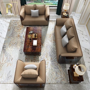 أريكة جلدية فاخرة عالية الجودة بتصميم إيطالي لغرفة المعيشة، أثاث منزلي راقٍ - Product Image 3