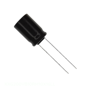Condensateur RADIAL TH à trou traversant 10 uF 20% 200V, canal fabricant KXG200VB10RM10X16LL, en aluminium - Product Image 1
