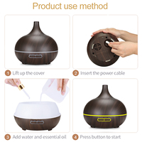 Diffuseur d'huiles essentielles ultrasonique à commande à distance, effet bois, 200 ml, brume fraîche, humidificateur d'air pour la maison et l'hôtel