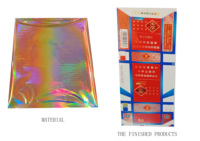 Feuille d'emballage holographique argentée de 980mm de largeur pour cigarette arc-en-ciel PET personnalisée en plastique générique à chaud 1 rouleau