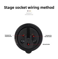 Prise d'alimentation pour éclairage de scène, étanche IP44, ignifuge, noire, 3 pôles, 16A, connecteur industriel aéronautique, 220-240V