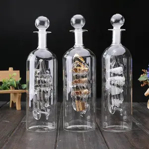 Sailing Vessel Floating Bottle Gift Blown Handcraft Glass Creative Business Art & Collectible Ship in Bottle