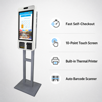 Kiosque de libre-service Android 24 pouces, Intel Celeron J1900, tout-en-un, imprimante thermique POS, lecteur de codes-barres, écran tactile capacitif