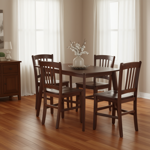 Juego de Comedor Shaye de 5 Piezas en Madera de Nogal, Sillas con Respaldo de Listones, Diseño Tradicional, Muebles para el Hogar - Product Image 2