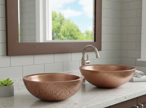 Évier de cuisine de luxe en cuivre, style ferme, avec tablier, fait main, martelé, finition cuivre antique, aspect vintage - Product Image 2