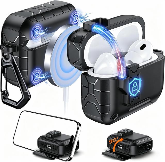 Fashionable Rugged Stand Case for AirPods 1/2/3/4 Luxury Full-Body Armor Protective Cover for Airpods Pro 2/3 Shockproof Cover