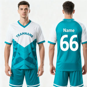 طقم قميص كرة قدم مخصص للمنزل والخارج مع إمكانية تخصيص الاسم والرقم، أفضل قمصان كرة قدم حمراء وبيضاء سريعة الجفاف للفرق - Product Image 1