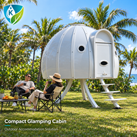Dôme préfabriqué de luxe, capsule spatiale, pod de glamping avec fenêtres panoramiques, mini-cabane modulaire pour hôtel de villégiature