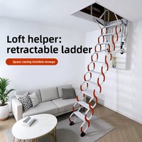 Échelle télescopique pliable en acier au carbone, capacité de charge 300 kg, hauteur extensible 12,5 pieds, échelles d'extension minimalistes pour grenier