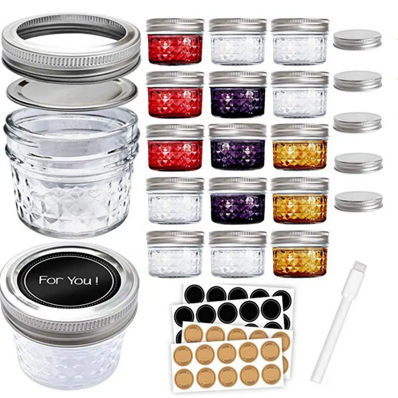 Avertan Xuzhou Custom Kleine 4Oz 300Ml Lege Mini Glazen Mason Pot Met Metalen Deksel Voor Jam Jelly