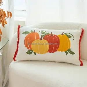 Luxury Style Decoration Cushions Case Pumpkin Embroidery Thanksgiving Style Decorative Cushion Pillow Case