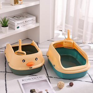 กล่องทรายแมวรูปเป็ดแบบกึ่งปิดความจุขนาดใหญ่ป้องกันน้ำกระเซ็นสำหรับแมว - Product Image 1