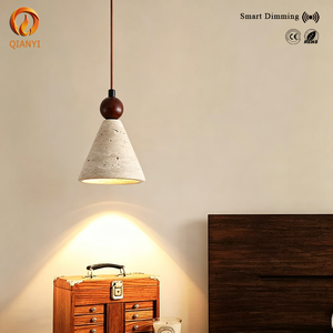 Lustre suspendu vintage en pierre de travertin jaune, <span class=keywords><strong>luminaire</strong></span> intelligent et compact à intensité variable pour salle à manger, chambre et couloir - Product Image 2
