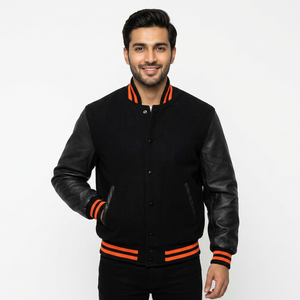 Blouson universitaire de baseball pour homme de haute qualité, logo personnalisé imprimé, vente en gros, polyester uni, style universitaire, prix abordable - Product Image 1