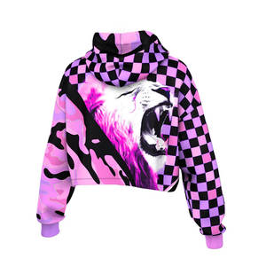 <b>Winter</b> Wear <b>Women's</b> Crop <b>Top</b> Hoodies Customized Design Heat Transfer Printing Pullover Hoodies for <b>Woman</b> Knitted - Product Image 6