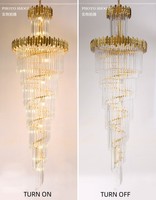 JYLIGHTING Grand Lustre LED Moderne en Cristal, Élégant, Doré et Luxueux, Suspendu Transparent, Décoratif, Pour Escalier Intérieur, Maison et Hôtel