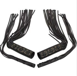 Tay Nắm Bằng Da Đinh Tán Đầu Lâu Xe Máy Tua Rua Cho Harley Indian Cafe Racer <span class=keywords><strong>22</strong></span> 25Mm Tay Lái - Product Image 1