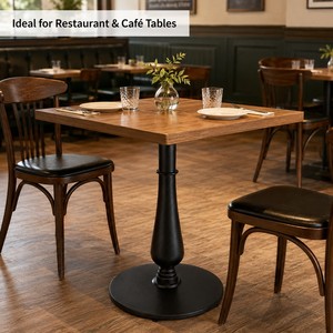 Base de table commerciale moderne en fonte, noir mat, hauteur réglable 28,3 cm, tige filetée, pour restaurant, café, bar, prix DDP USA - Product Image 2