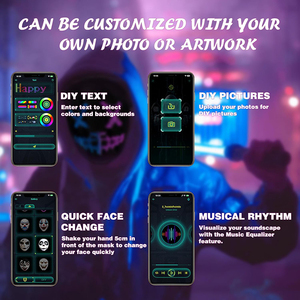 Máscaras LED Inteligentes con Control por Aplicación Bluetooth, Máscara LED con Pantalla, Programable, Cambia <span class=keywords><strong>de</strong></span> <span class=keywords><strong>Cara</strong></span>, Personaliza con <span class=keywords><strong>Fotos</strong></span> para Halloween - Product Image 4