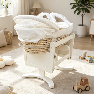 Support à bascule pour berceau Moïse <span class=keywords><strong>en</strong></span> bois <span class=keywords><strong>blanc</strong></span> de style nordique moderne pour chambre de bébé - Product Image 4