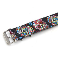 Bracelet de montre en nylon imprimé motif crâne, 18 mm, 20 mm, 22 mm, avec boucle en acier inoxydable pour montre intelligente, vente chaude