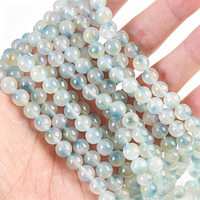 Perles rondes en agate synthétique bleu-vert, perles en pierre turquoise, 4-12 mm, perles polies pour la fabrication de bijoux faits à la main, bracelets