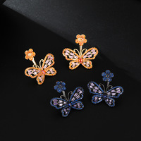 Joyería de Moda, Lindos Pendientes de Mariposa con Circonita Cúbica, Joyería para Mujer