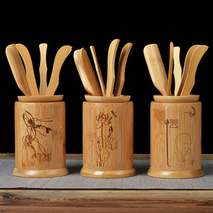 Juego de Seis Accesorios para la Ceremonia del Té de Bambú, Cilindro con Tapa, Ecológico, para el Té de la Tarde - Product Image 3