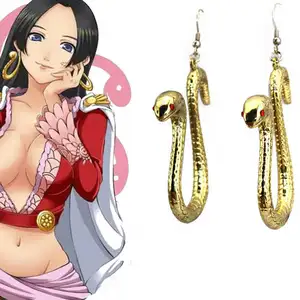 Anting-anting Pedant ular emas untuk Anime Lily Snake putri Shichibukai Boa Hancock Empress Cosplay kerajinan logam