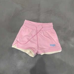 Shorts de course double couche pour femme, effet deux pièces, en maille, avec cordon de serrage, taille haute, pour l'été - Product Image 1