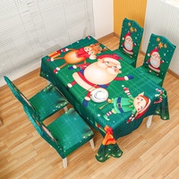 Housses de chaise rectangulaires et nappes de Noël imprimées avec motifs rennes et bonhommes de neige, élastiques, entièrement couvrantes et réutilisables