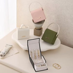 <b>Mini</b> Handheld Velvet Jewelry Organizer <b>Box</b> Magnetic Closure Multi-compartment Travel <b>Storage</b> for All Jewelry - Product Image 1