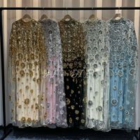Abaya de Dubaï faite à la main, perlée, brodée de fleurs, style bohème, pour femmes musulmanes, nouvelle collection 2026, robe kaftan modeste pour l'Aïd et le Ramadan