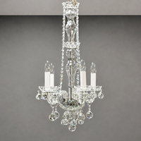 Lustre classique en cristal finition argentée 4 lumières, luminaire suspendu pour projets résidentiels et hôteliers