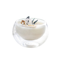 Verre borosilicaté de haute qualité, petit gobelet rond 6.5*4.5cm 5.8*3.8cm, bougeoir en verre à double paroi, pot citrouille en verre