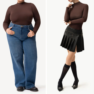 Body de manga larga <span class=keywords><strong>con</strong></span> cuello alto, Tanga sin costuras, realce de glúteos, entrepierna abierta <span class=keywords><strong>con</strong></span> ganchos, moldeador de cuerpo para mujer - Product Image 1