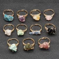 Bague tendance en quartz brut transparent, style chunky, vente en gros d'usine, bague unique