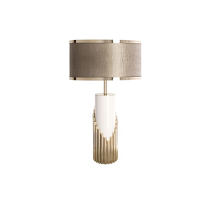 Grey Ceramic New Table Lamp with Drum Lampshade for Hotel Home Desk - Product Image 5