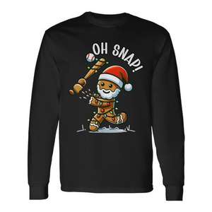 Oh Snap Gingerbreadman T-shirt de Noël à manches longues pour un plaisir festif - Product Image 1