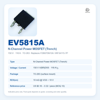 EvolE 150V 116A N-Channel Trench MOSFET TO-263 D2PAK RDS(on) 10m Gate Threshold 2.0-4.0V Saklar Daya Penggerak Motor EV5815A